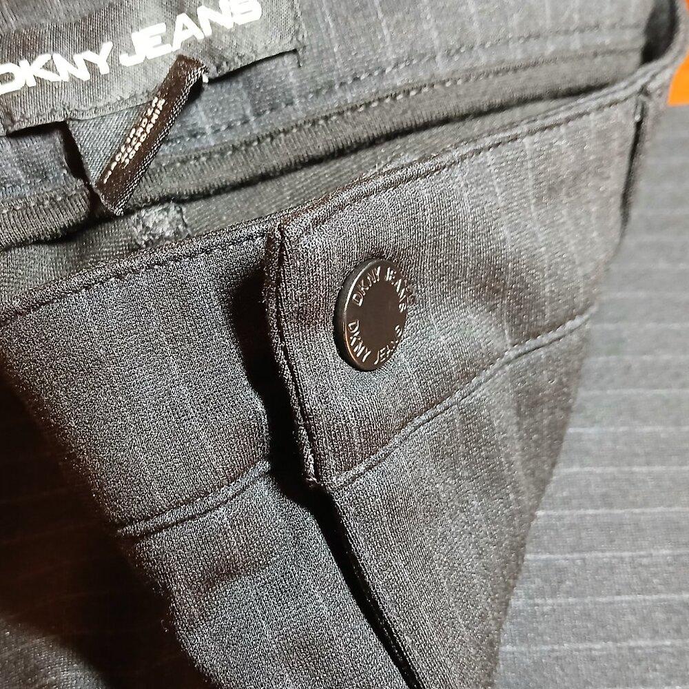 DKNY JEANS Black Pinstripe Straight Leg Ponte Trousers - Picture 10 of 12